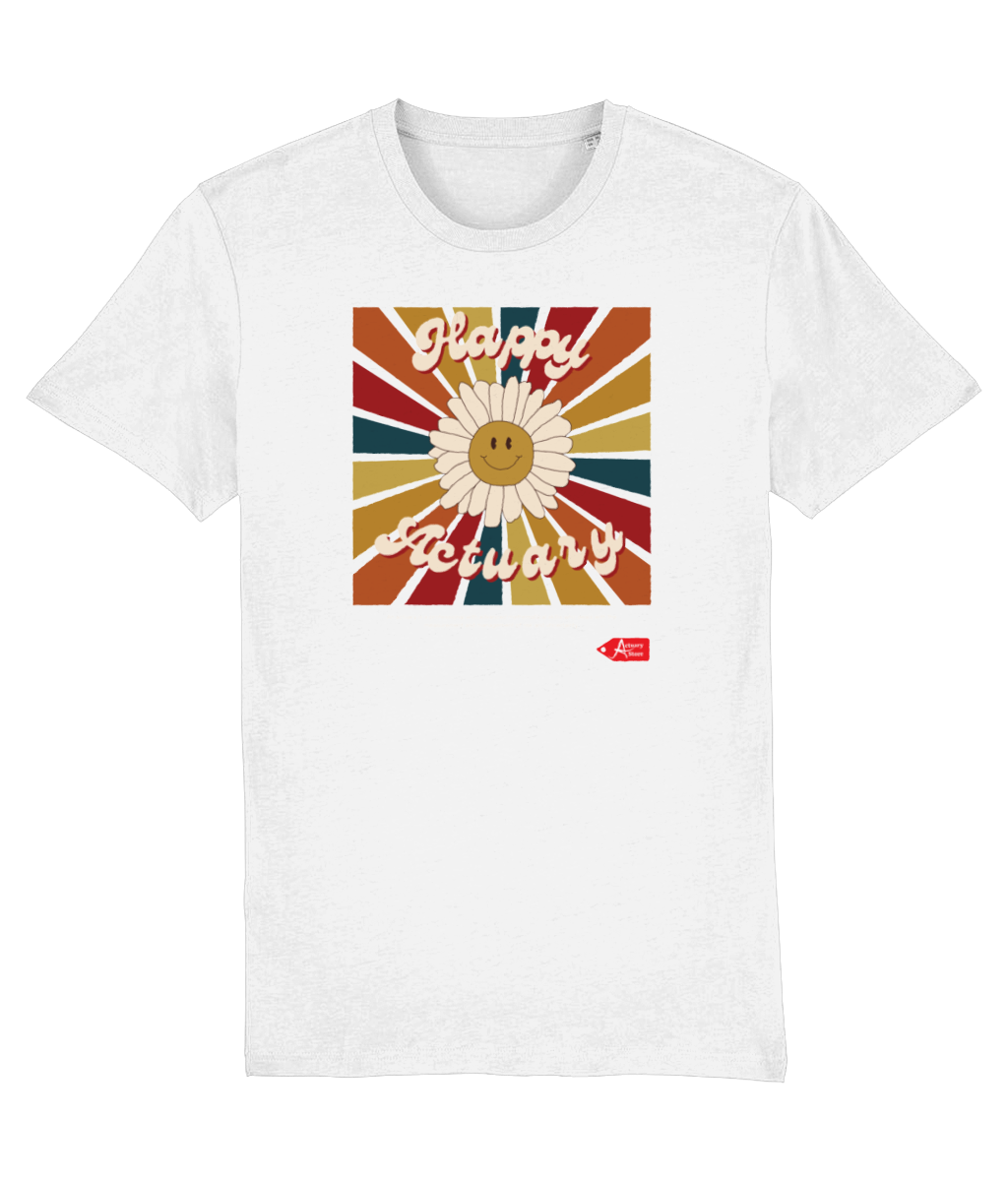 Happy Actuary Retro typography T-Shirt (Black and White Variants)