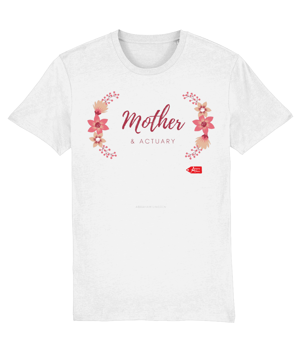 Mother & Actuary Pink Flower Illustrated White T-Shirt