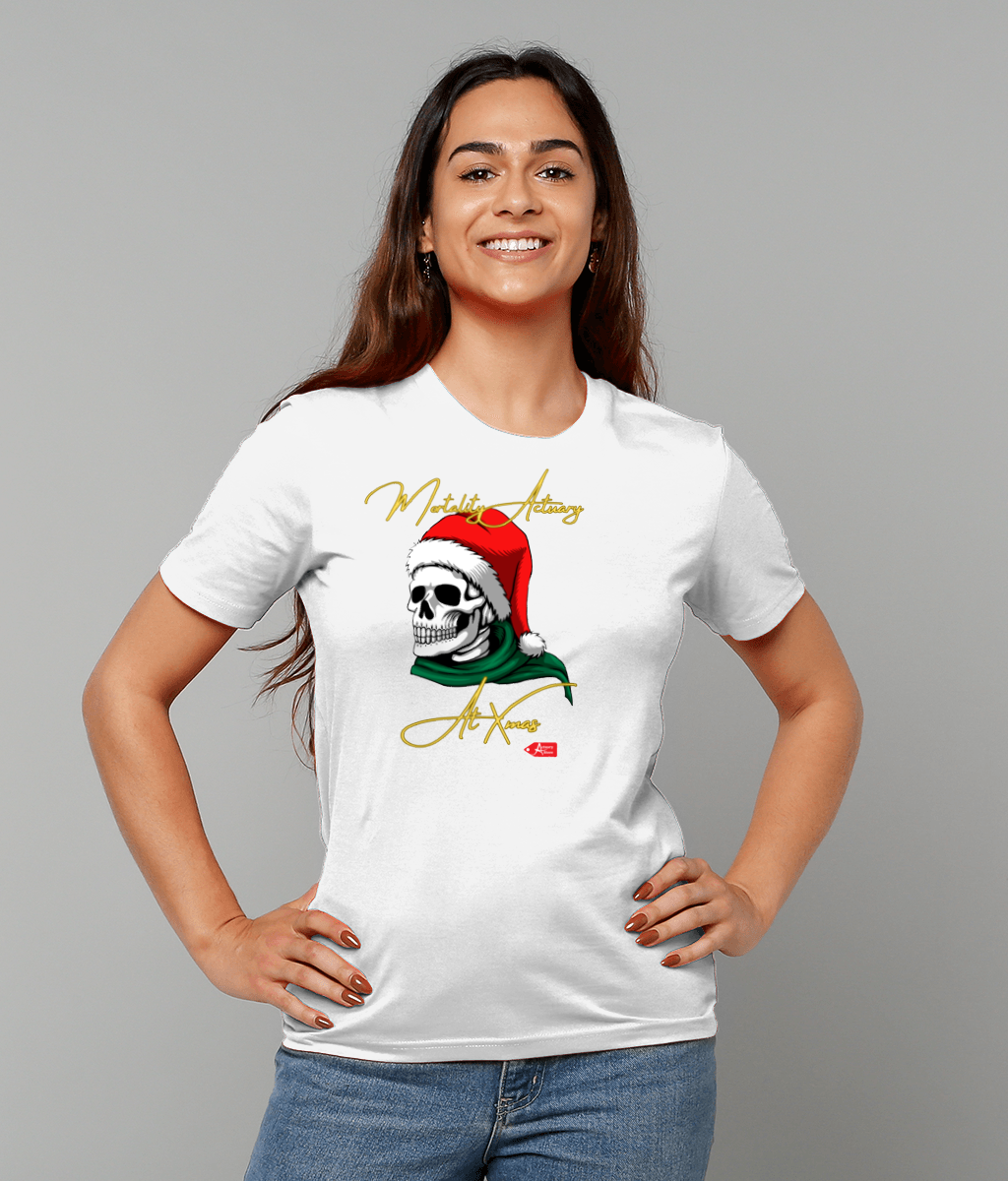 Mortality Actuary At Xmas T Shirt (Red, White, Green variations)