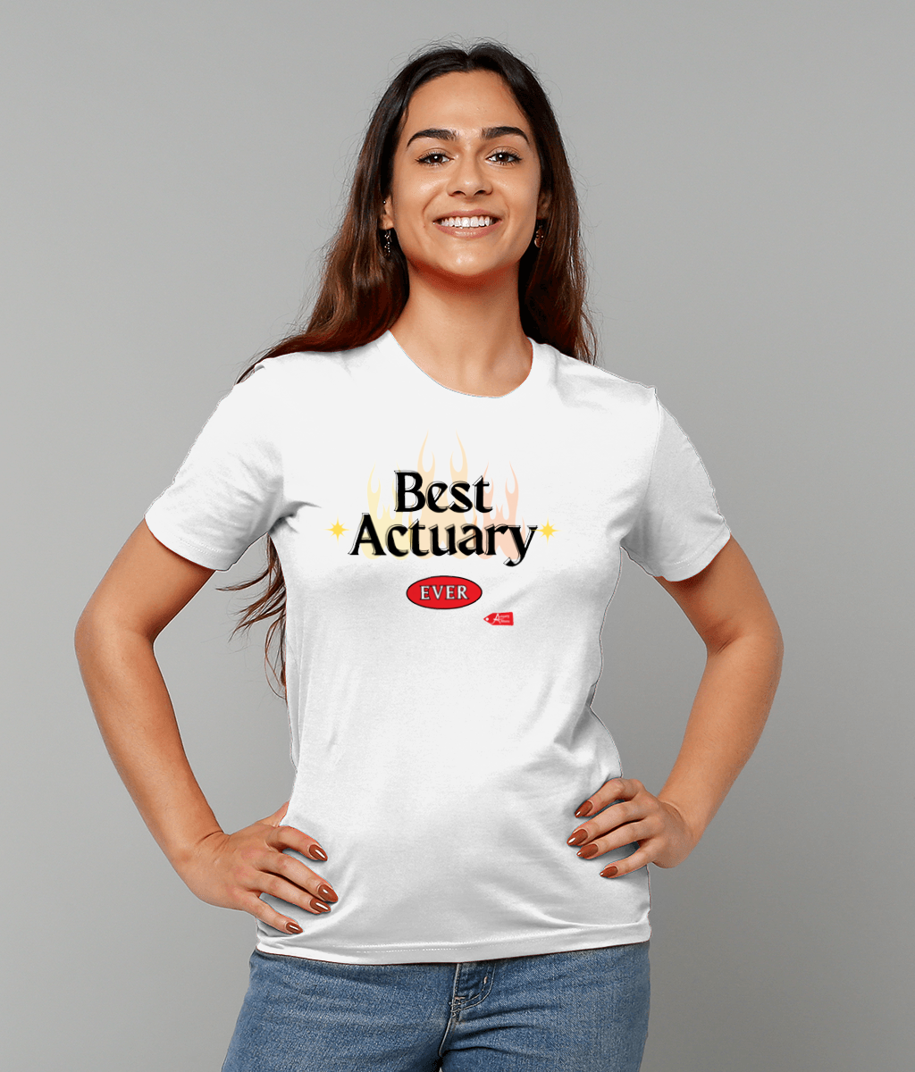 Best Actuary Ever Flame White T-Shirt