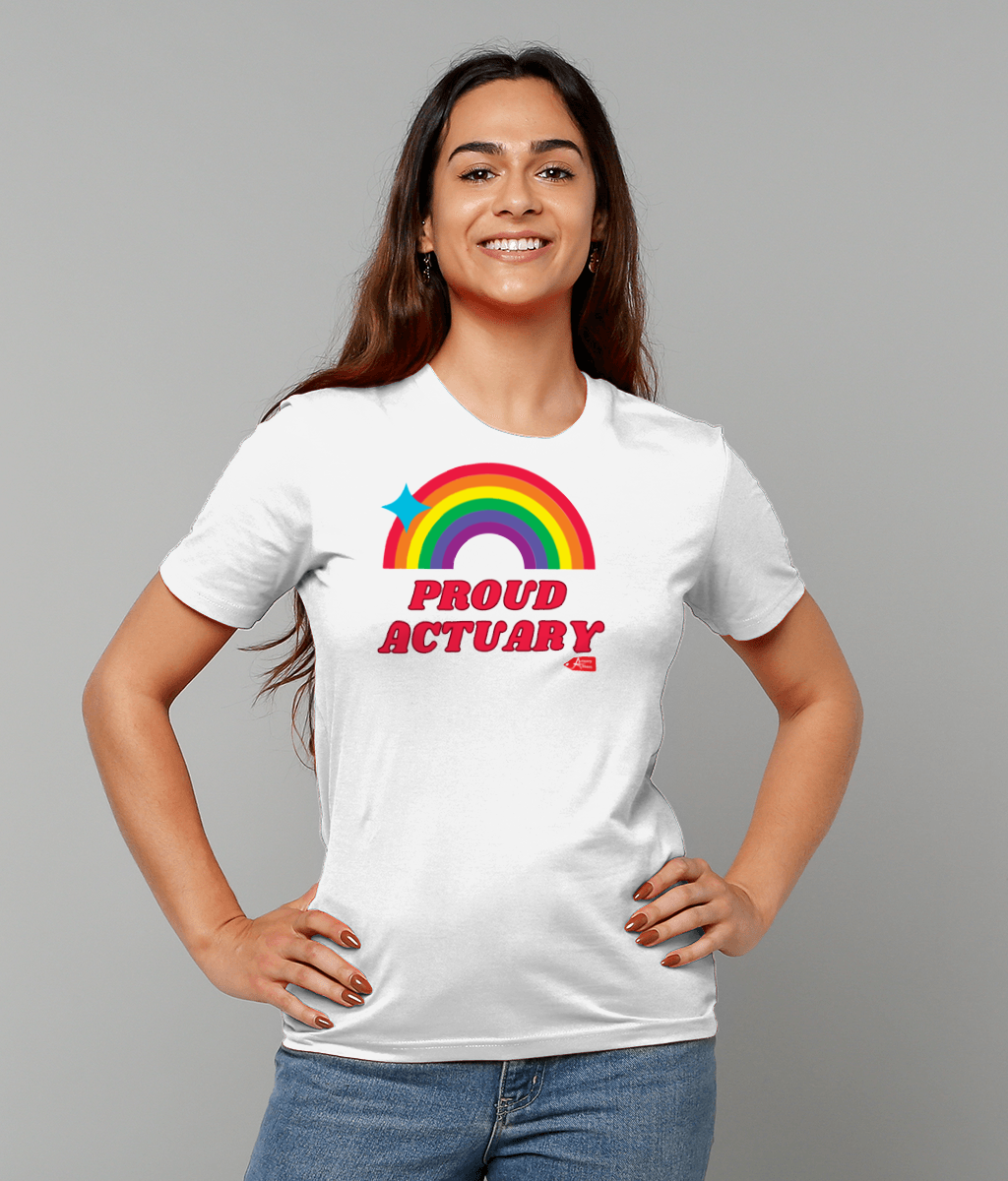 Proud Actuary Rainbow T-Shirt (Black and White Variants)