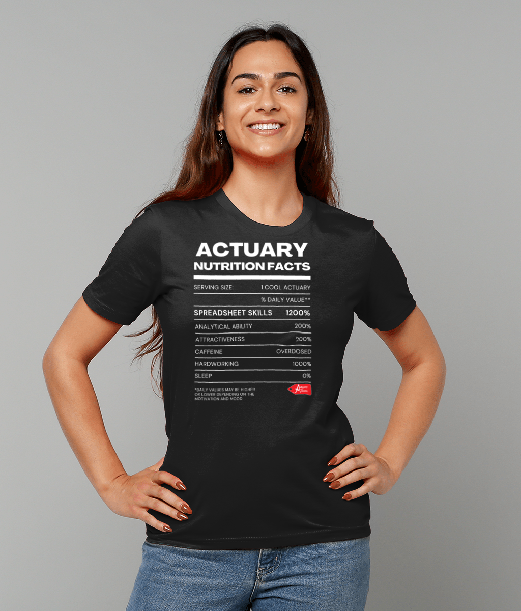 Funny Actuary Nutrition Fact Typography T-Shirt