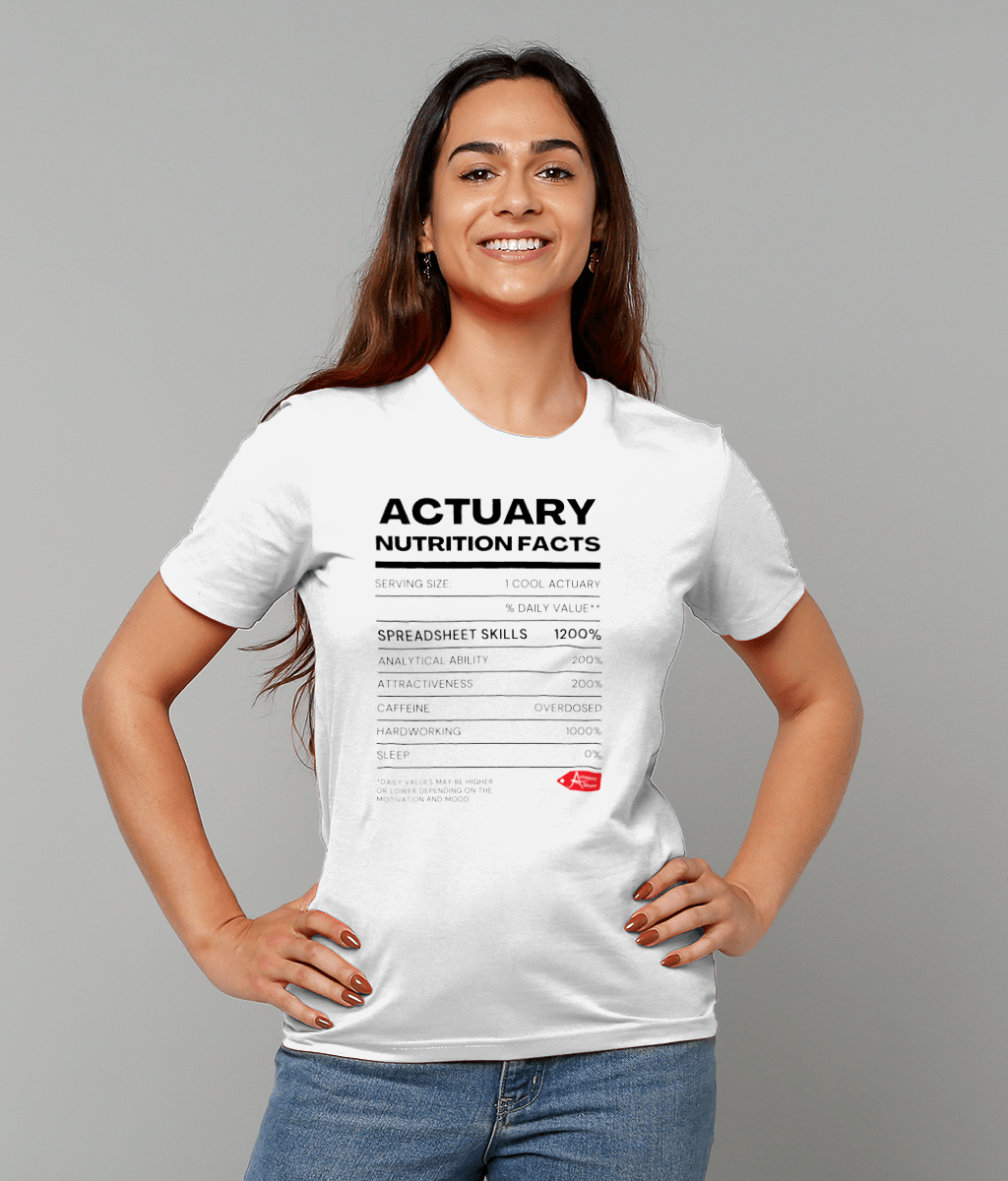 Funny Actuary Nutrition Fact Typography T-Shirt