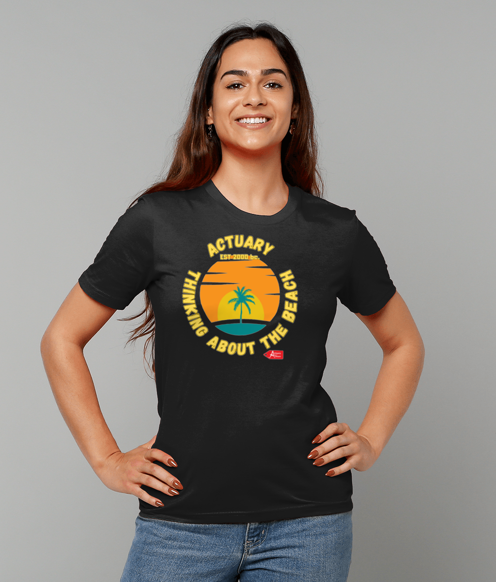 Actuary Thinking About The Beach T-Shirt (White and Black Variants)