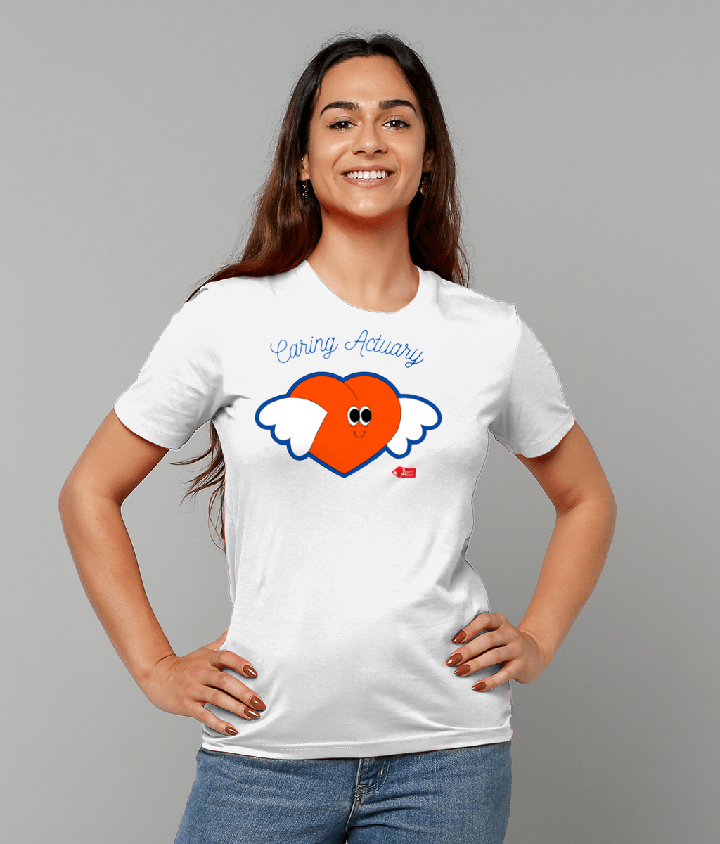 Caring Actuary Red and Blue Heart Love T-Shirt