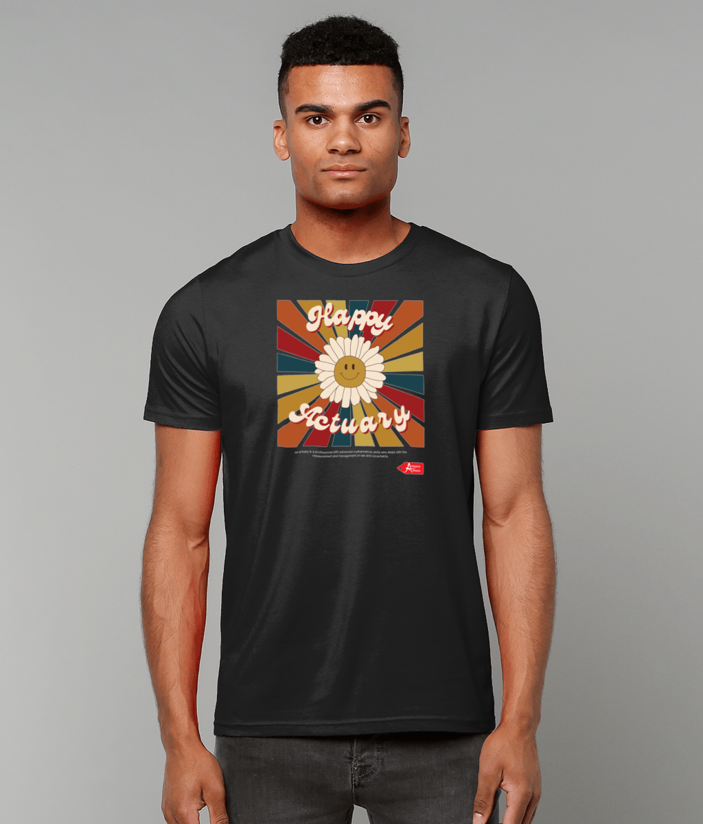 Happy Actuary Retro typography T-Shirt (Black and White Variants)