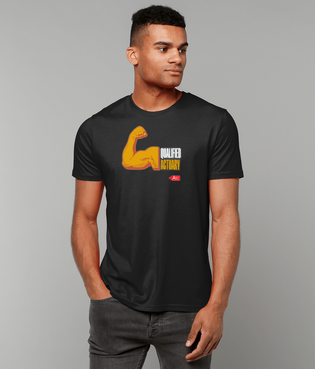 Qualified Actuary Arm Muscle T-Shirt (Black and White Variants)