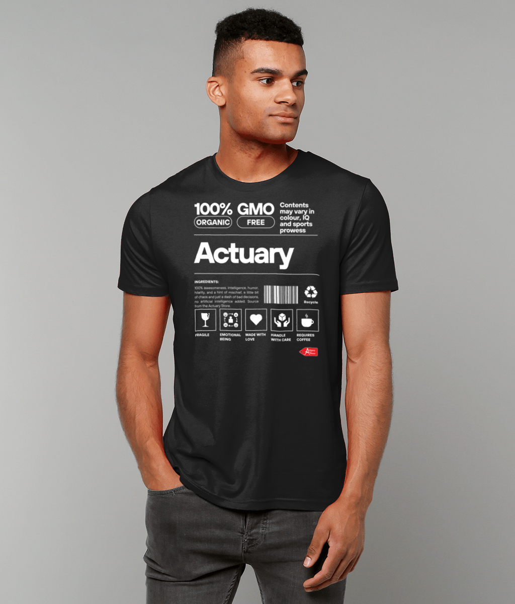 Actuary Nutrition Label Typography T-Shirt