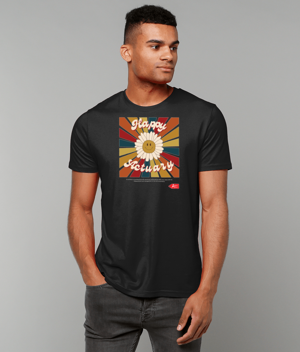 Happy Actuary Retro typography T-Shirt (Black and White Variants)