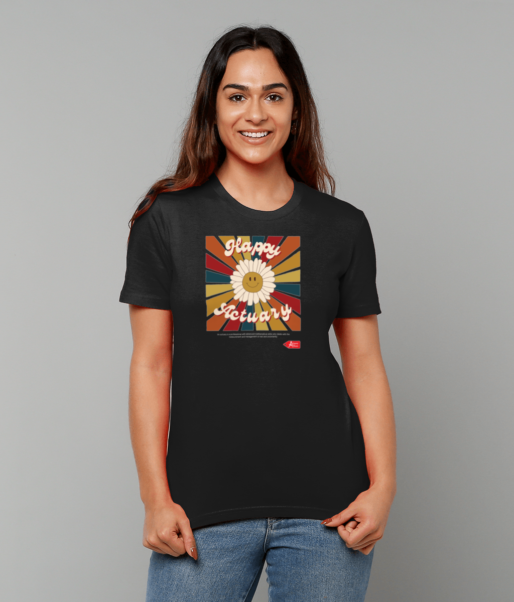 Happy Actuary Retro typography T-Shirt (Black and White Variants)