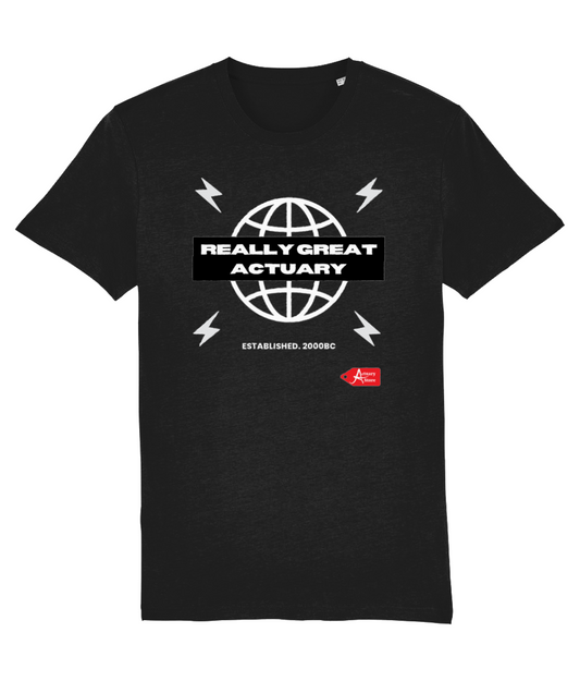 Really Great Actuary Black Streetwear Globe Black T-Shirt