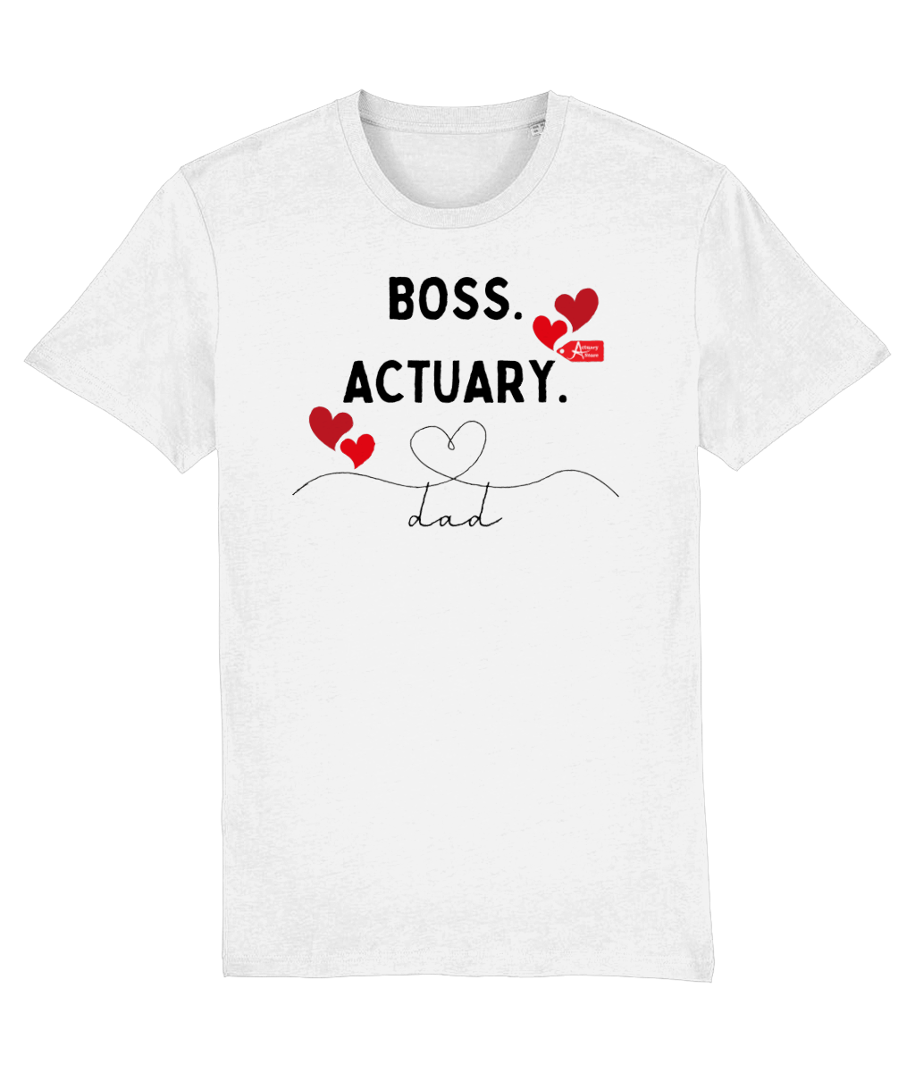 Boss Actuary Dad Hearts White T-Shirt