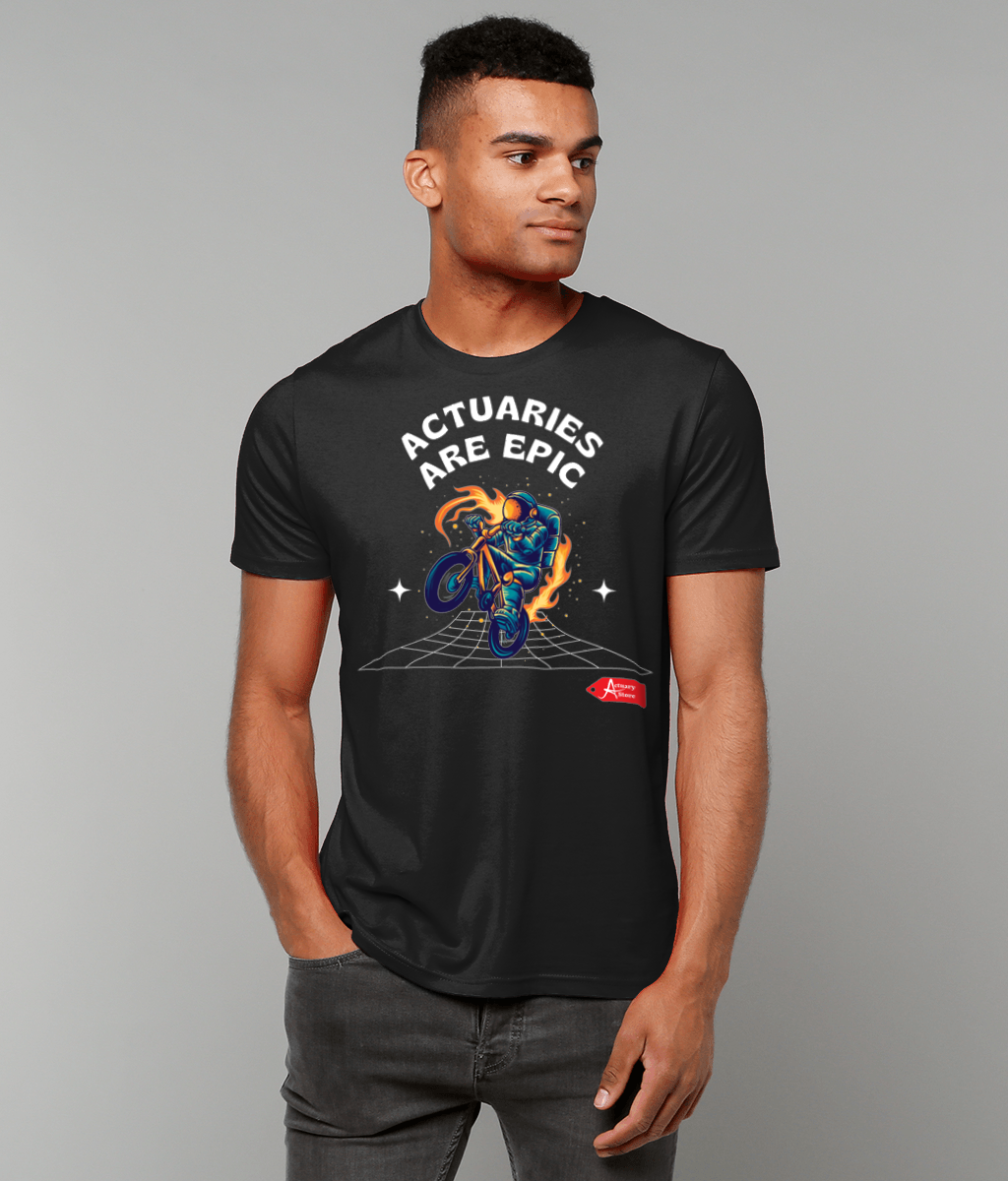Actuaries Are Epic Biker Astronaut Black T-Shirt
