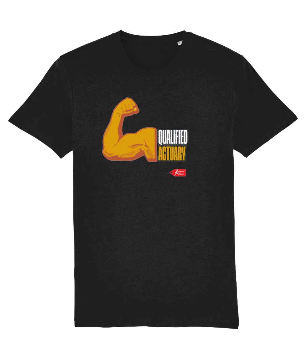 Qualified Actuary Arm Muscle T-Shirt (Black and White Variants)
