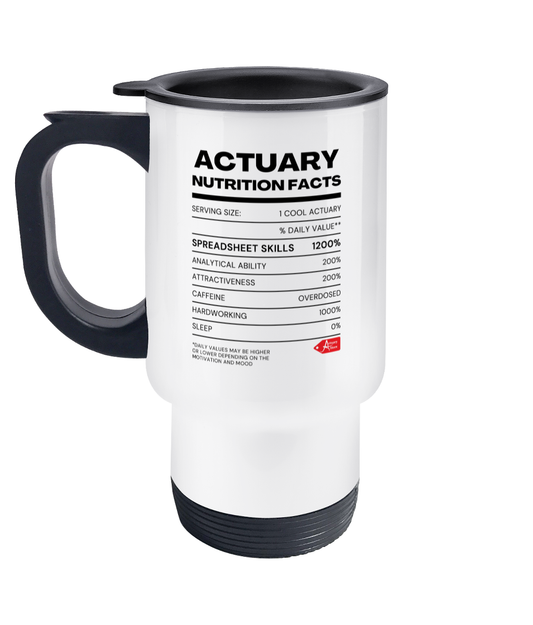 Actuary Nutrition Facts Stainless Steel Travel Mug