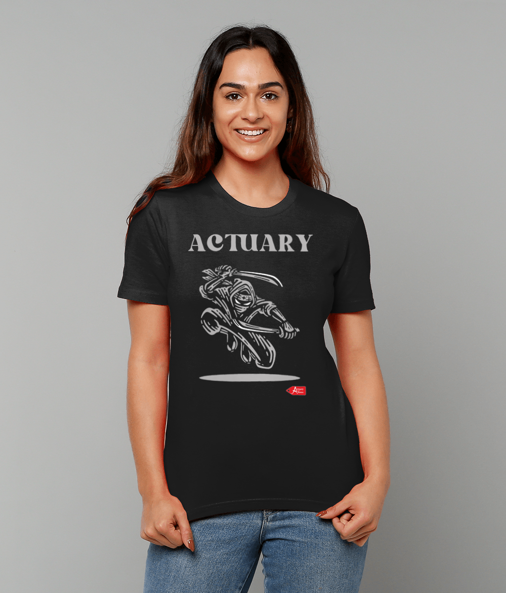 Actuary Black and Grey Illustrative Ninja Black T-Shirt