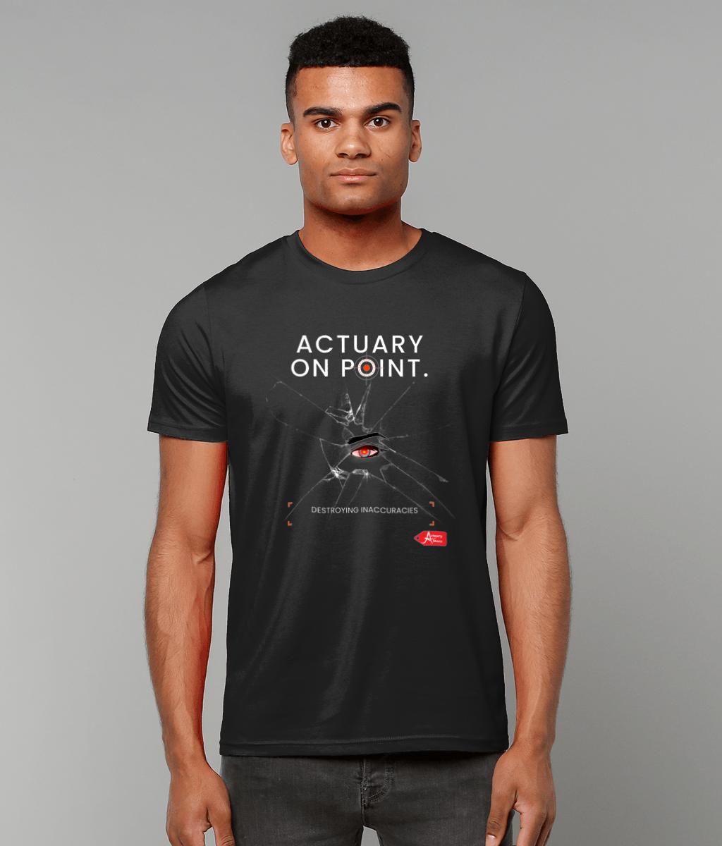 Actuary On Point Black White Red Modern On Point Destroying Inaccuracies Black T-Shirt