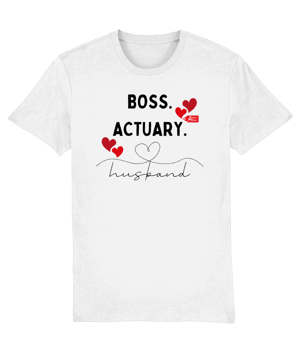 Boss Actuary Husband Hearts White T-Shirt