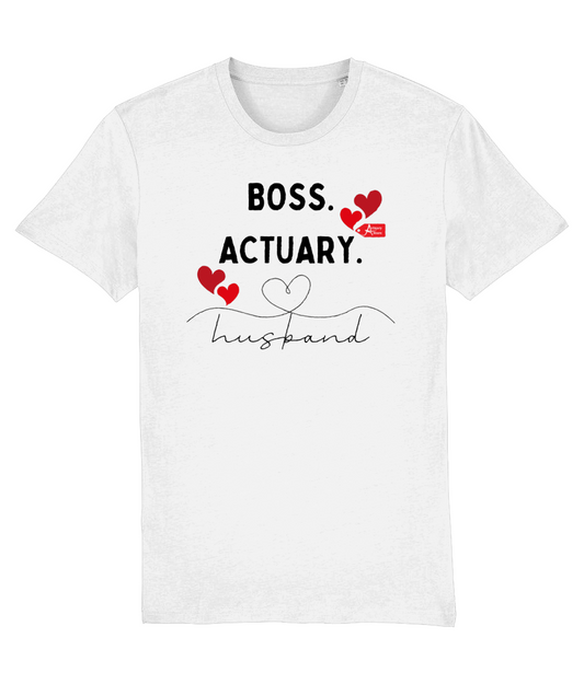 Boss Actuary Husband Hearts White T-Shirt