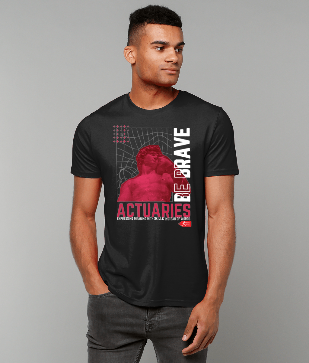 Red White Modern Statue Grunge Abstract Streetwear Black T-Shirt