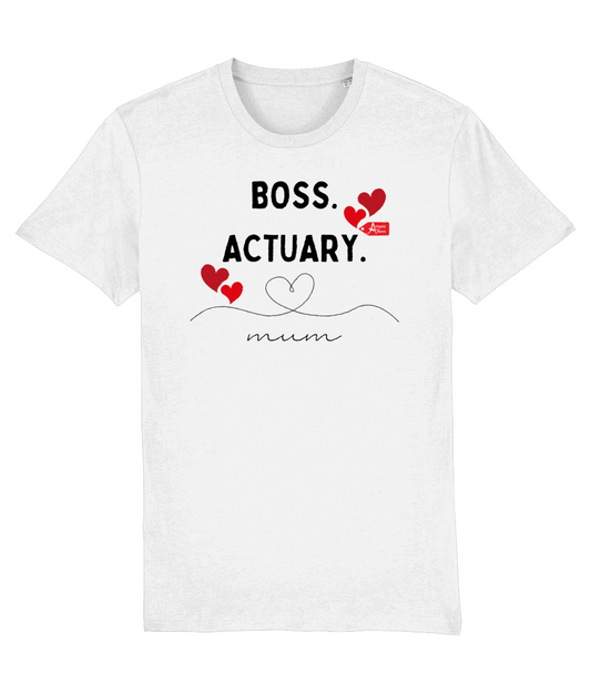 Boss Actuary Mum Hearts White T-Shirt