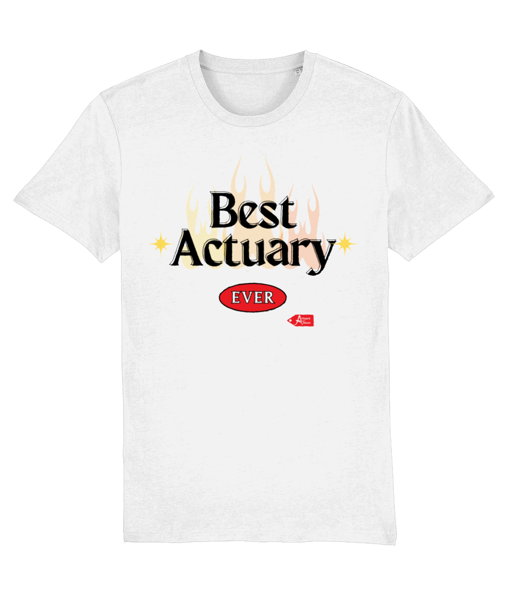 Best Actuary Ever Flame White T-Shirt