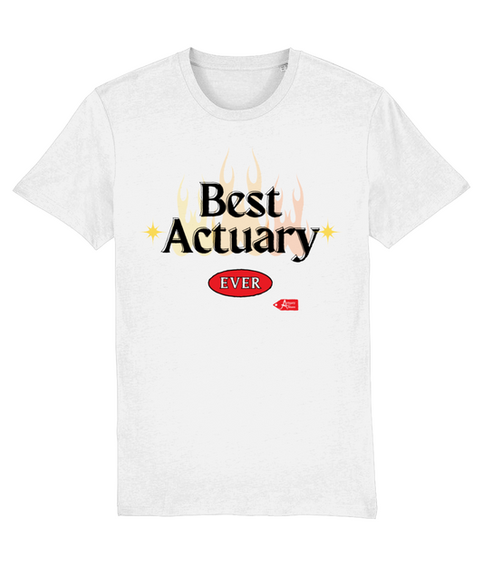 Best Actuary Ever Flame White T-Shirt