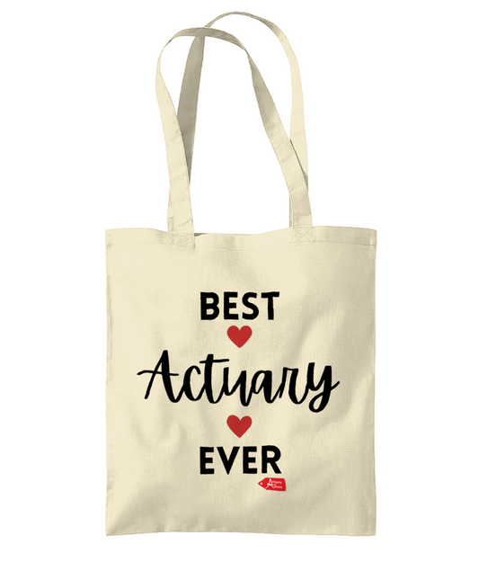 Tote Bag Best Actuary Ever Hearts