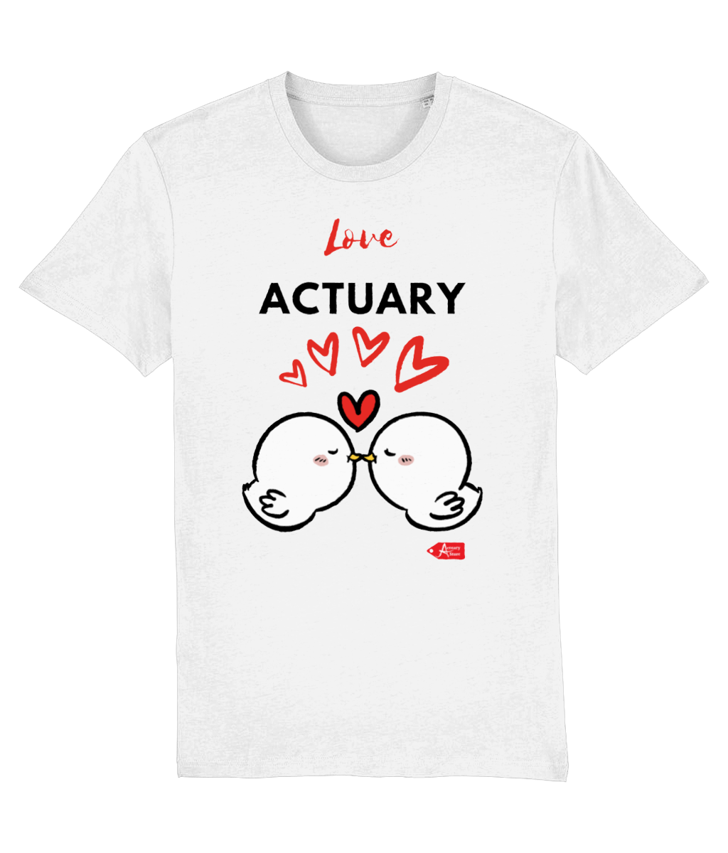 Love Actuary Red White Cute Love Birds Tshirt