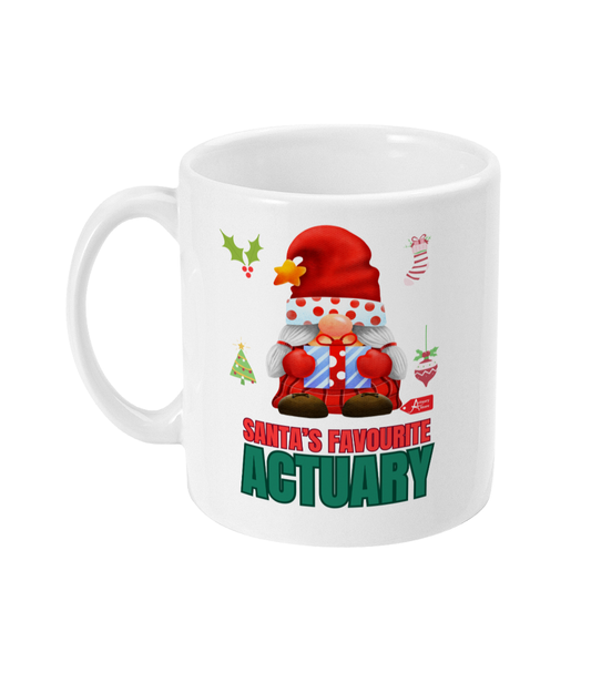 Santa's Favourite Actuary Christmas Santa Gnome 11oz Mug