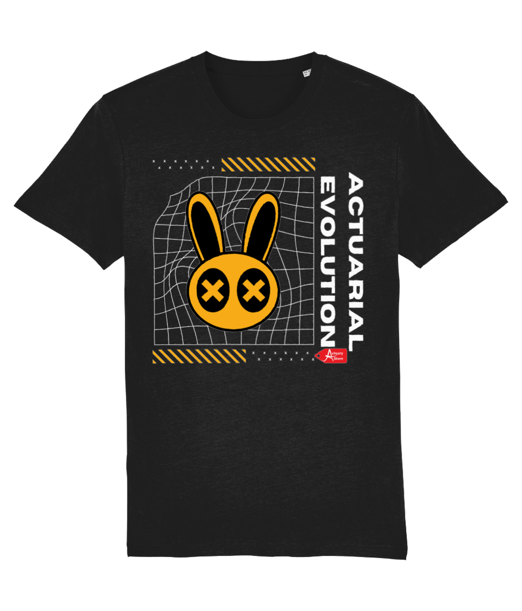 Actuarial Evolution Orange and Black Modern Streetwear Black T-Shirt