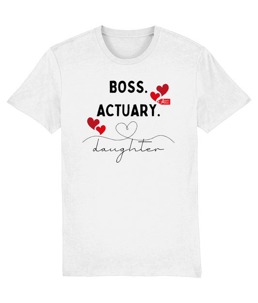 Boss Actuary Daughter Hearts White T-Shirt