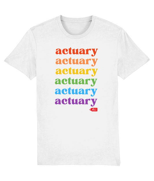 Actuary Rainbow Lettering Pride T-Shirt (Black and White Variants)