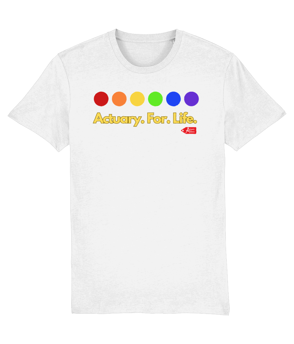 Actuary For Life Rainbow Colours T-Shirt (Black and White Variants)