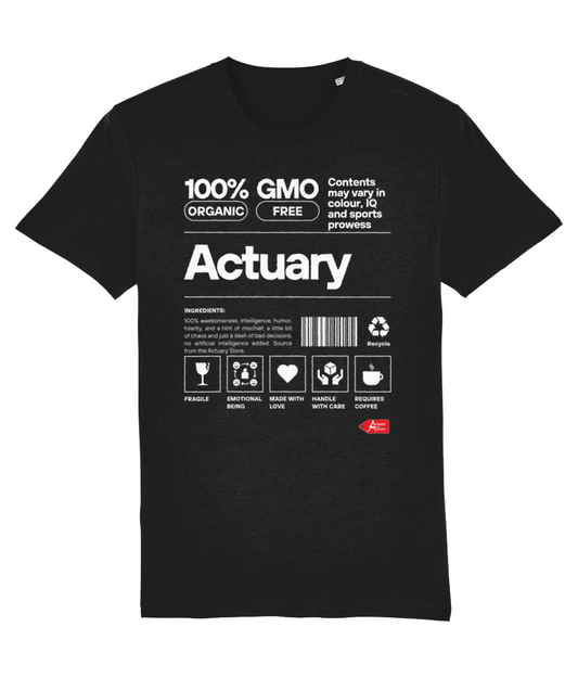 Actuary Nutrition Label Typography T-Shirt