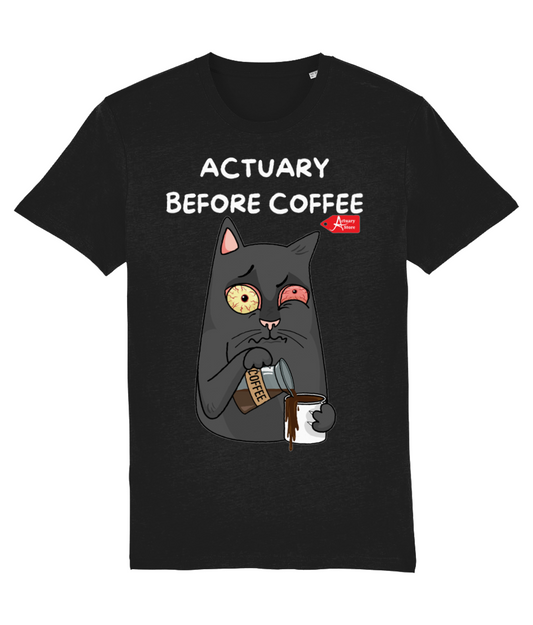 Actuary Before Coffee Black T-Shirt