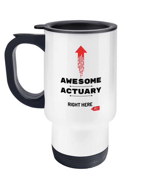 Awesome Actuary, Right Here Red Arrow Stainless Steel Travel Mug