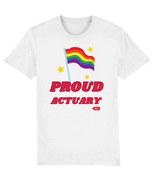 Proud Actuary Rainbow Flag Stars T-Shirt (Black and White Variants)