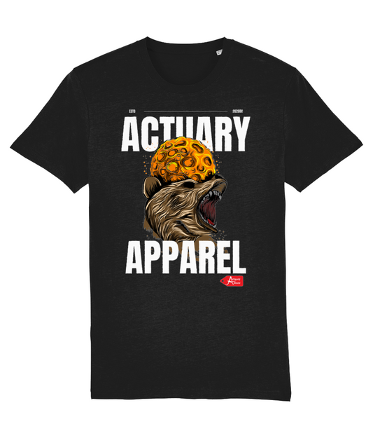 Actuary Black Bear Angry Apparel Illustrated Skull Black T-shirt