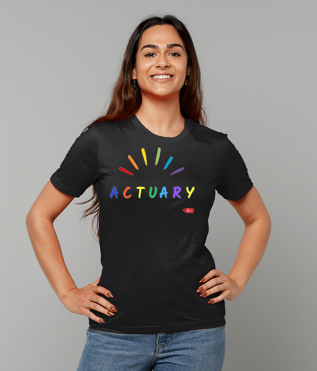 Actuary Colourful Vivid Pride Themed T-shirt (Black and White Variants)