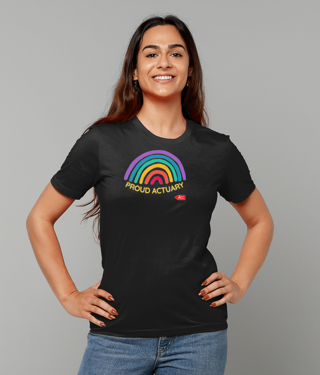 Proud Actuary Rainbow T-Shirt (Black and White Variants)