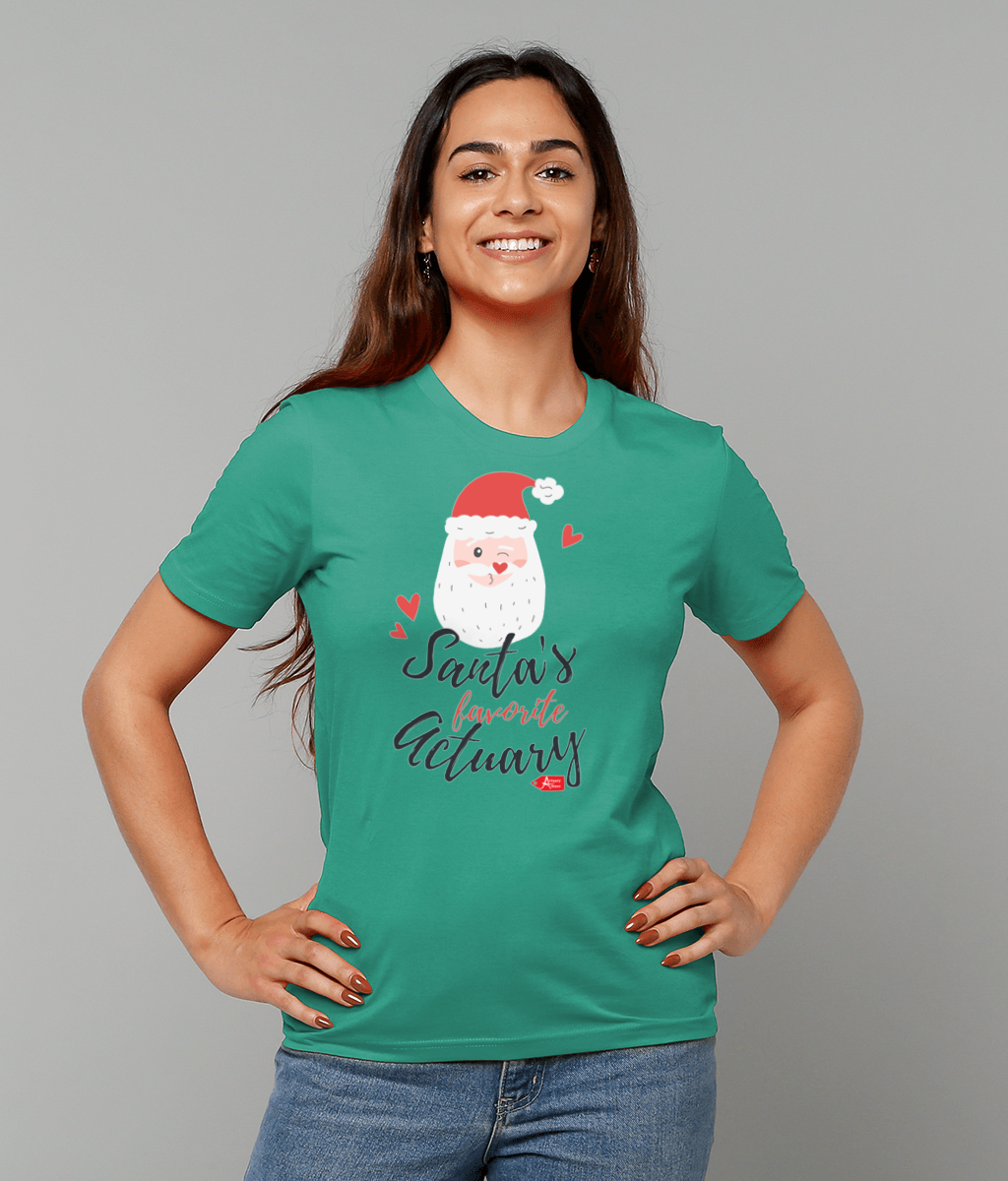Santa's Favourite Actuary Christmas T-Shirt (Green and White Variations)