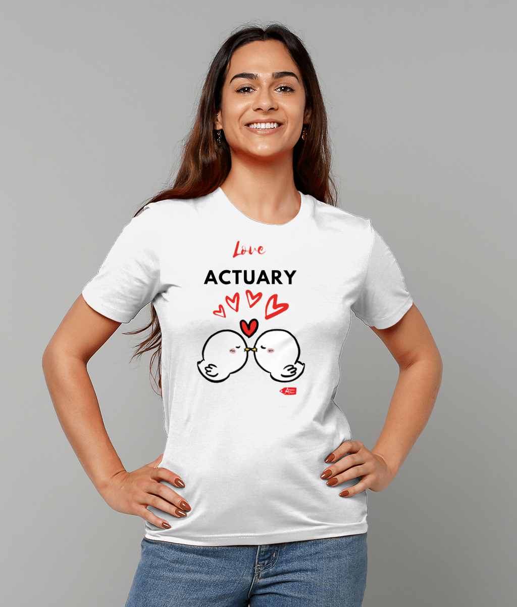 Love Actuary Red White Cute Love Birds Tshirt