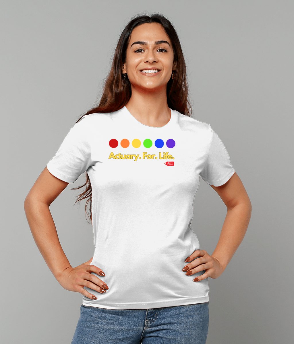 Actuary For Life Rainbow Colours T-Shirt (Black and White Variants)