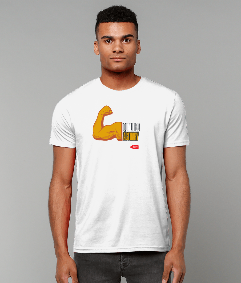 Qualified Actuary Arm Muscle T-Shirt (Black and White Variants)