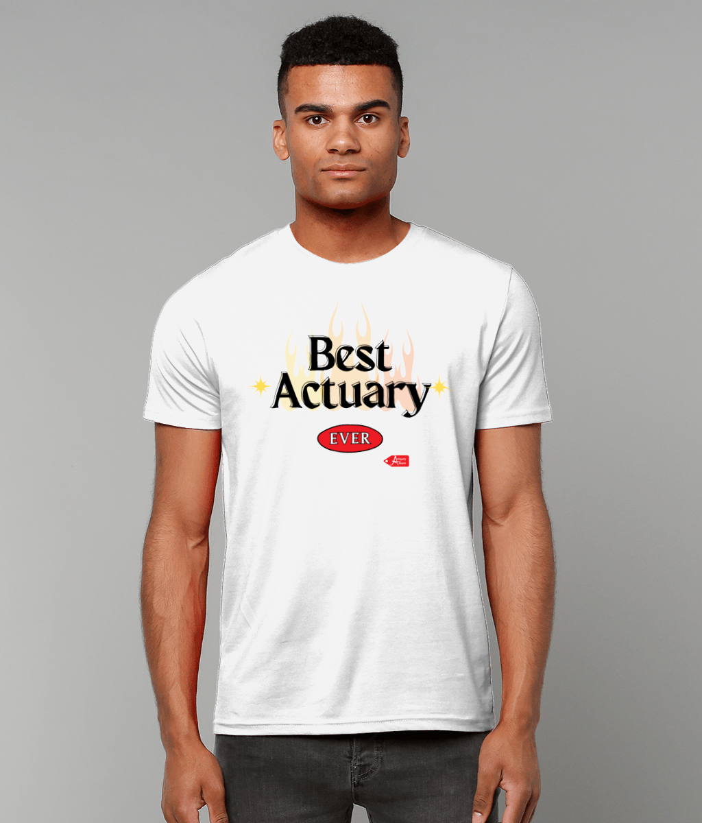 Best Actuary Ever Flame White T-Shirt