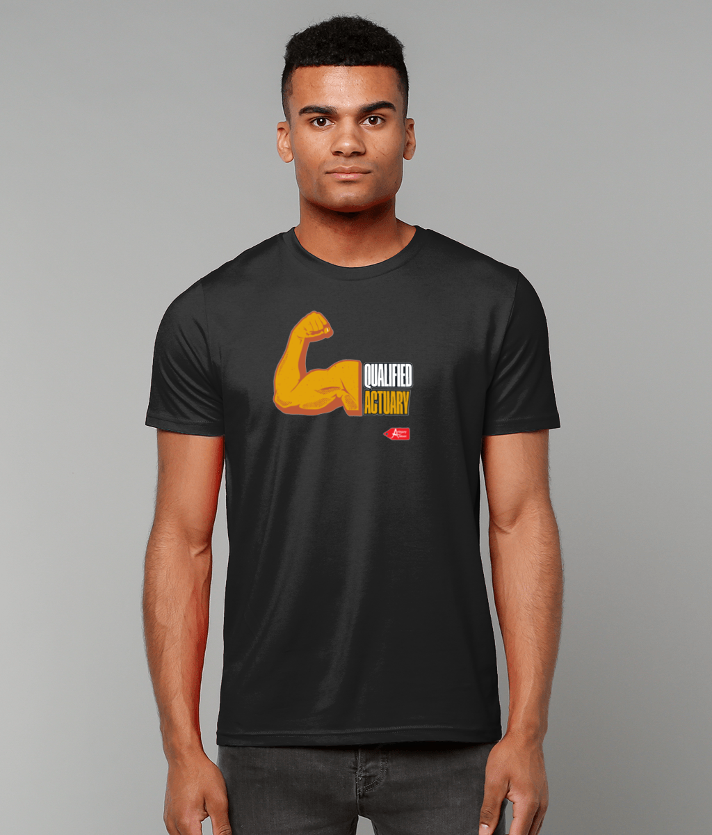 Qualified Actuary Arm Muscle T-Shirt (Black and White Variants)