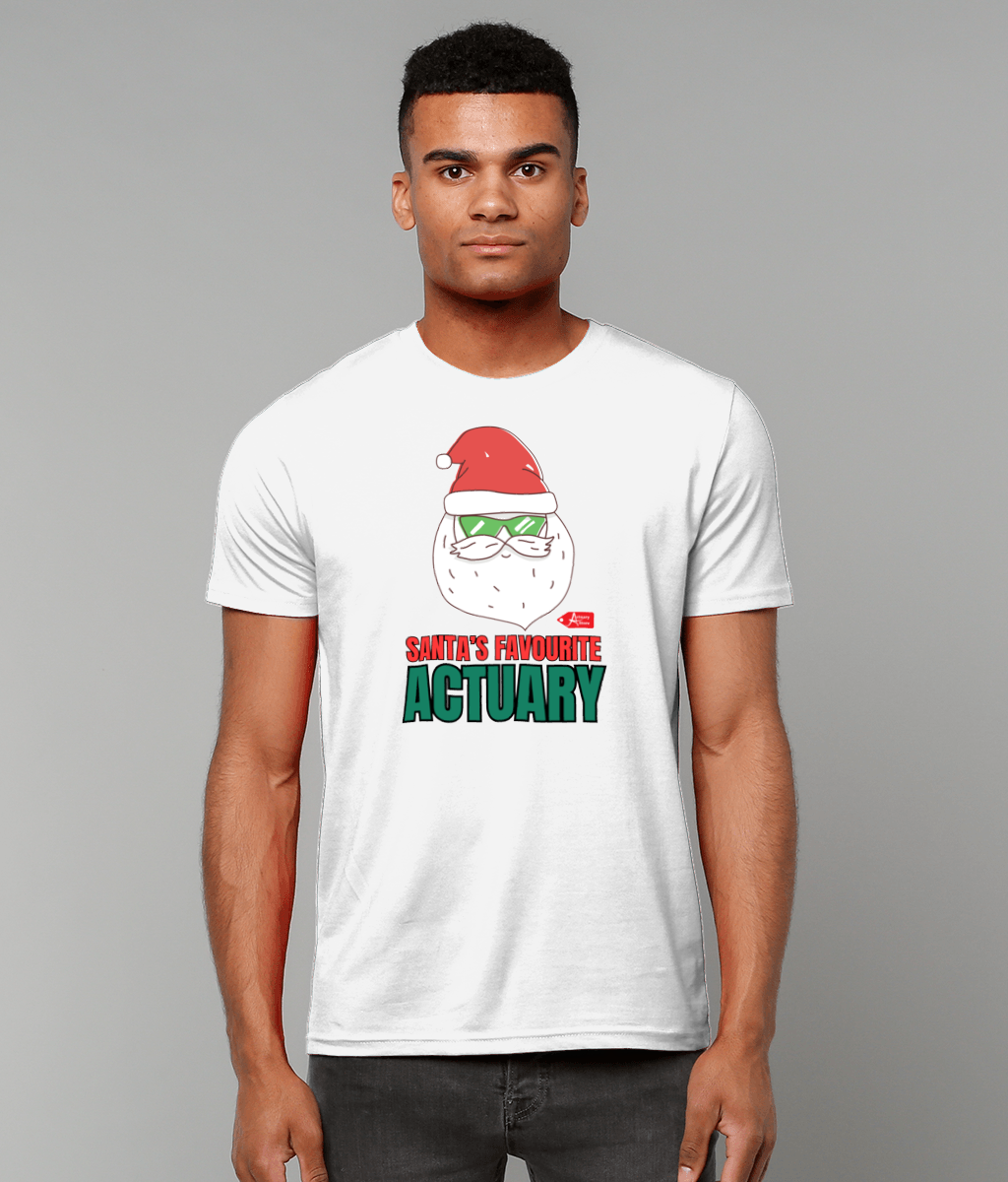 Santa's Favourite Actuary Christmas  Green Shades T-Shirt (Green and White Variations)