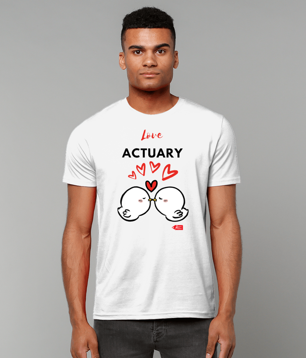 Love Actuary Red White Cute Love Birds Tshirt