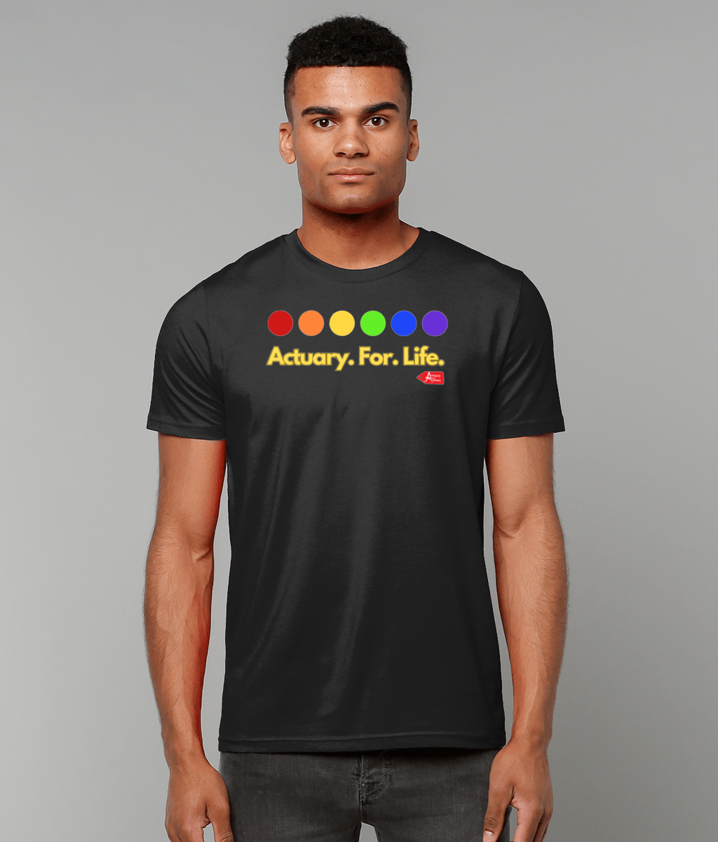 Actuary For Life Rainbow Colours T-Shirt (Black and White Variants)